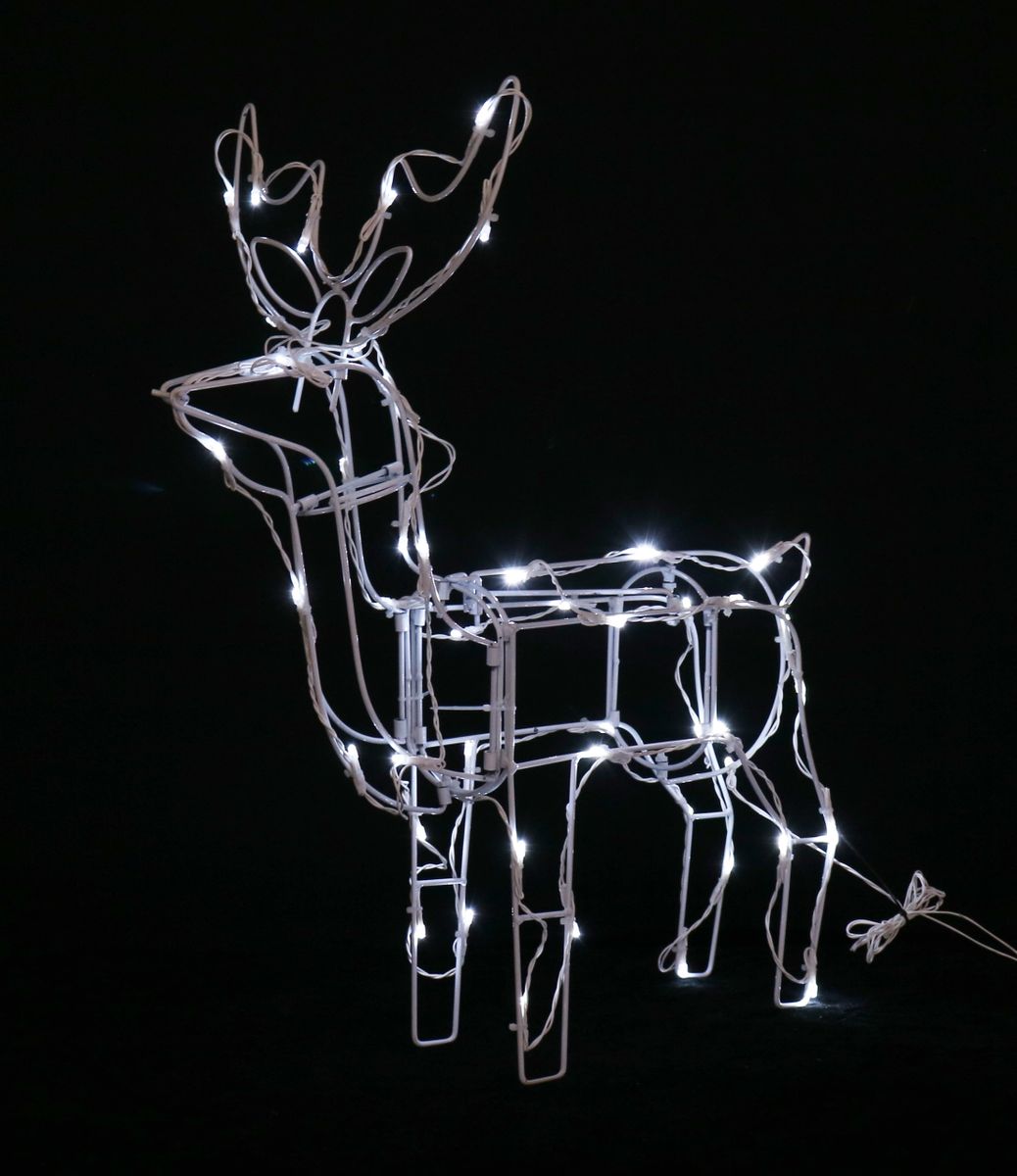 Solar White LED Reindeer Standing Outdoor Christmas Deer Lights